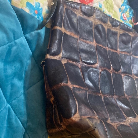 Dooney and Bourke black crocodile embossed hobo and wallet